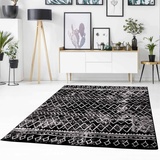 Carpet City Teppich Flachflor mit Zickzack-Muster, Chevron, Modern, Meliert in Schwarz für Wohnzimmer; Größe: 120x170 cm