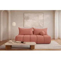 Kaiser Möbel Schlafsofa mit Schlaffunktion und Bettkasten, Velours Stoff Monolith, Sofa PIANO, Einzelsofa, Water Repellent Stoff,Veloursstoff,hoher Sitzkomfort rosa