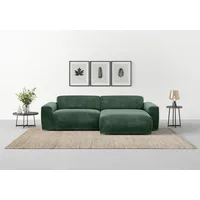 Ecksofa TRENDMANUFAKTUR "Braga, mit hochwertigem Kaltschaum, L-Form, in Cord erhältlich" Sofas Gr. B/H/T: 255cm x 72cm x 160cm, Breitcord RIBBON, Recamiere rechts, grün (winter moss) modernes Sofa, Couch mit hohem Sitzkomfort, 25572160 cm (BHT)