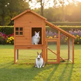 Zooprinz Hasenstall - Kaninchenstall Landhaus massiven Holz ideal für draußen - Besonders einfach und schnell zu reinigen Besonders Besonders einfach und schnell zu reinigen