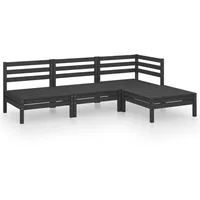 vidaXL 4-tlg. Garten-Lounge-Set Massivholz Kiefer Schwarz