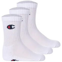 Champion Kinder Socken, 3er Pack - Crew Socken, einfarbig Weiß 31-34
