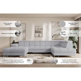 altdecor Ecksofa COMA U Cord 3-Sitzer Grau