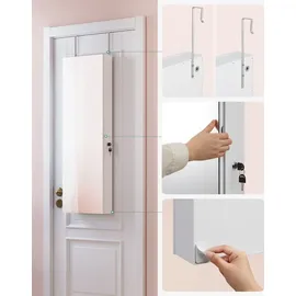 Songmics Schmuckschrank Spiegelschrank mit LED-Beleuchtung, Make-up-Spiegel - Weiß