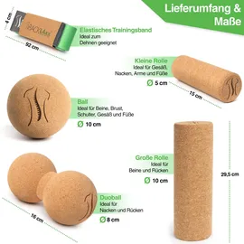 BACKLAxx® Faszienrolle 4er Set aus Kork 4 St