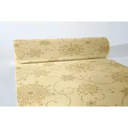 MANK Airlaid Tischläufer Cristal in Creme, 40 cm x 24 m , 1 Stück - Weihnachten Eiskristalle Schneeflocken