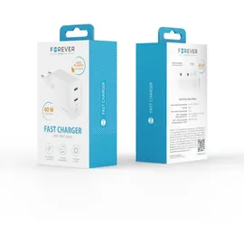 Forever 40W GaN PD QC Ladegerät 2x USB-C weiß - Weiß