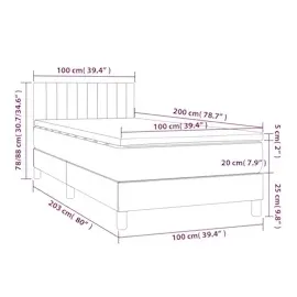vidaXL Boxspringbett mit Matratze & LED Taupe 100x200 cm Stoff