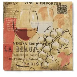 Sovie HORECA Serviette Romeo in braun aus Tissue 40 x 40 cm, 100 Stück - Wein Glas Trauben