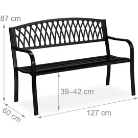 Relaxdays Gartenbank 130 x 87 x 127 cm Schwarz