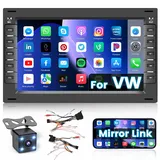 【1G+32G】 Hikity Android 13 Autoradio Doppel Din mit Navi Für VW T5 Golf 4 Bora Polo MK5 Sharan Jetta Peugeot 307 7Zoll Auto Radio Stereo 2Din mit GPS WiFi Bluetooth Mirror Link Rückfahrkamera FM