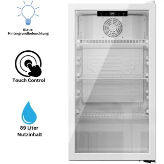 Yuna Cool-View GKS90 Getränkekühlschrank (89 l, 830 mm hoch, Weiß)