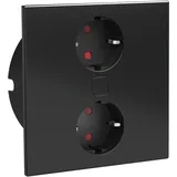 hpf Einbausteckdose Duplex 2 St. Schwarz