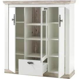 Home Affaire Highboard HOME AFFAIRE "Florenz", weiß (pinie weiß), B:140cm H:146cm T:44cm, Sideboards, Highboard, im romantischen Landhaus-Look, Breite 140 cm