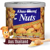 Khao Shong Honey Roasted Cashews, geröstete Cashewkerne mit Honig überbacken, knuspriger Snack für unterwegs, (1 x 140 g Dose)