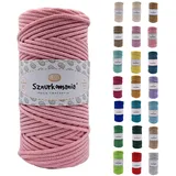 Sznurkomania, Baumwollkordel 3mm 100m, 46 Farben, Häkelkordel, Geflochten Baumwollkordel 3mm, Makramee Kordel, Makramee Garn, Premium Garn, Makramee Seil (Puderrosa)