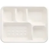Papstar 25 Menü-Trays, Zuckerrohr "pure" 5-geteilt 3,7 cm x 22 cm x 28,2 cm weiss