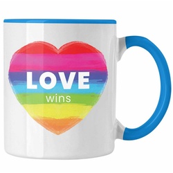 Trendation Tasse Trendation – Regenbogen Tasse Geschenk LGBT Schwule Lesben Transgender Grafik Pride Love blau