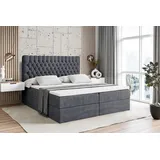 altdecor BOXBETT mit Matratze H3 und Lattenrost, - SERENE - 160x200 Dunkelgrau