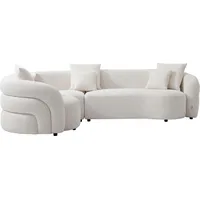 Linkes Ecksofa, weiß, aus Bouclé-Stoff „LAPIOTA“ von Maison Céphy - Weiß
