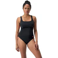 Speedo Flex Band Badeanzug mit integriertem Schwimm-BH Fitnessschwimmen Training für Damen, Schwarz/Sirenenrot, 34