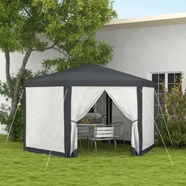 Outsunny Pavillon 4 x 3 m inkl. 6 Seitenteile Dunkelgrau
