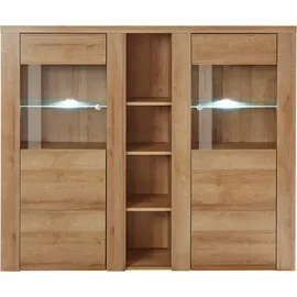 Home Affaire Highboard »Larona, zeitlose Hochkommode mit 2 Türen, Türkommode, Höhe 129,5 cm, Anrichte mit dekorative Rahmenoptik, Türen mit Glaseinsatz
