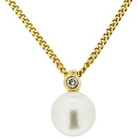 Orolino Kette mit Anhänger »585 Gold mit Brillant 0,03ct. + Perle weiß 7-7,5mm«, 319557-0 gelb 0,03 ct