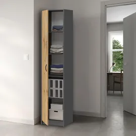 home collective Mehrzweckschrank, Anthrazit, Eiche, Holz 35x180x40 cm, Waschküche, Mehrzweckschränke