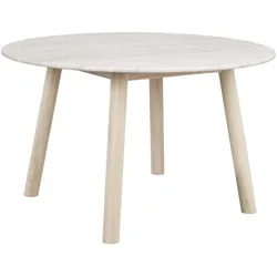 Esstisch Taransay Rund 125cm, Travertin Sand, Eiche Hell