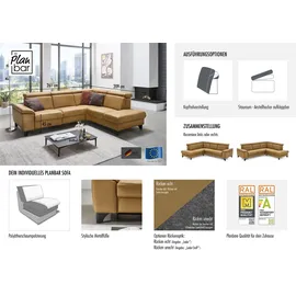 die planbar Ecksofa DIE PLANBAR "PN-EM23166 L-Form", gelb (kurkuma), B:261cm H:80cm T:235cm, Sofas, Ecksofa, optional mit Kopfteilverstellung und Stauraum