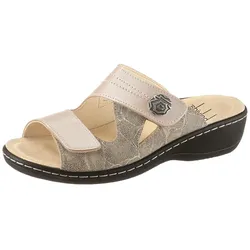 Pantolette BELVIDA, Damen, Gr. 40, grau (taupe, bedruckt), Glattleder, Nubukleder, klassisch, Schuhe