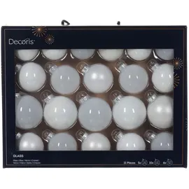 Christmas Decorations Weihnachtskugeln Glas 5-7cm 21er Set - Winterweiss