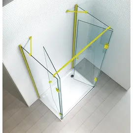 Glaszentrum Hagen Ares U-Duschkabine mit Drehtür rechts 90 x 80 cm gold/ESG