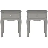 VCM ebuy24 Baroque Nachttisch 2 Stk mit 1 Schublade Grau