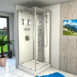 Dampfdusche Duschtempel Sauna Dusche Duschkabine D38-10R3 90x90 cm ohne 2K Scheiben Versiegelung