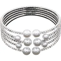 FIRETTI Armspange festlich und elegant Metall mit Glasstein und Glasperle weiß