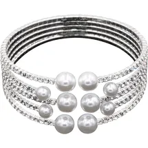 FIRETTI Armspange festlich und elegant Metall mit Glasstein und Glasperle weiß