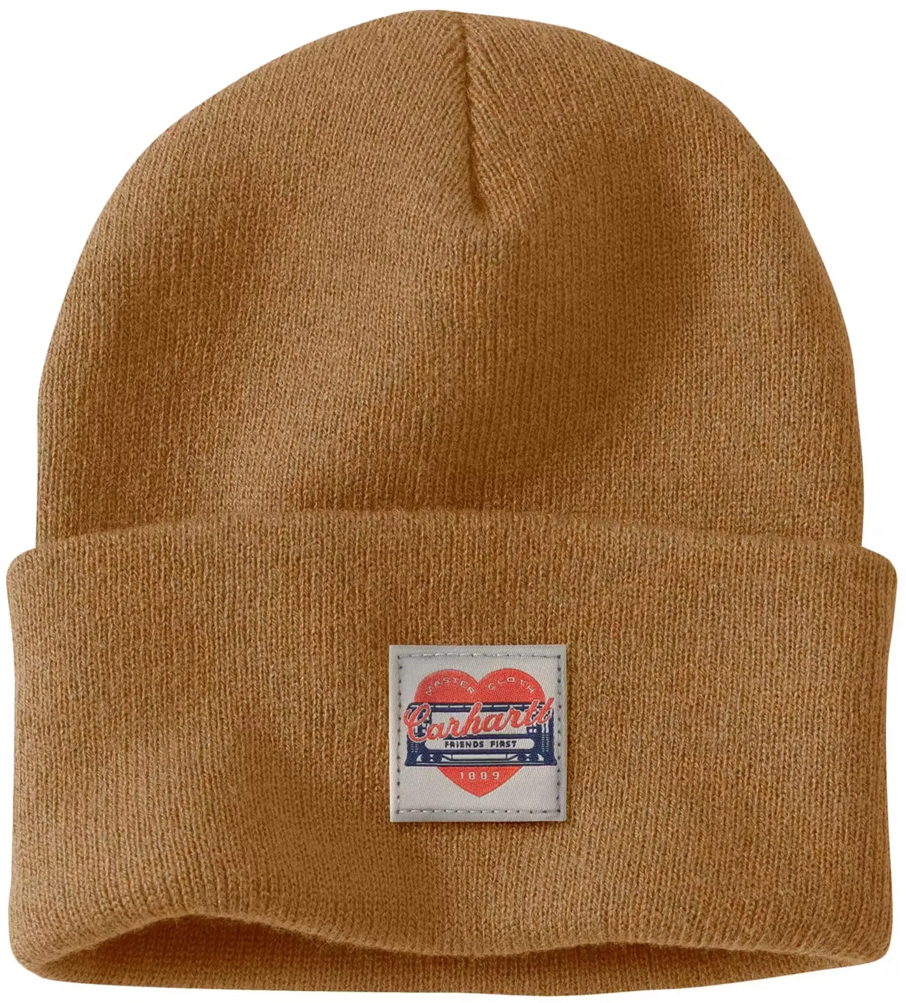 Carhartt Knit Heart Patch Dames Beanie, bruin Voorvrouw