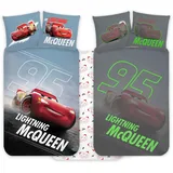 BrandMac Disney Cars McQueen Bettwäsche Set 100x135 cm & Kissenbezug 40x60 cm | Nachleuchtend für Kinder | Wendebettwäsche Set für Jungen & Mädchen | Weich & Atmungsaktiv 100%
