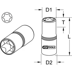 1/4" Torx-E-Stecknuss, lang, E10