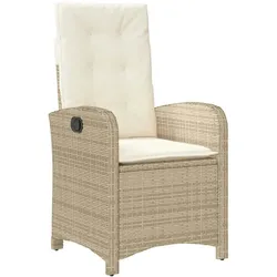 vidaXL Gartensessel mit Kissen Verstellbar Beige Poly Rattan