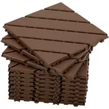 Randaco 22 Stück Terrassenfliesen 2 Qm, 30x30cm Kunststoff Fliesen Klickfliesen Balkonfliesen Holzoptik, Wetterfest, Anti-rutsch, Braun 6-streifen