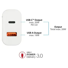 Good Connections GoodConnections Charger 20W 2-Port USB-C/A PD Weiß