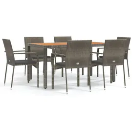 vidaXL Garten-Essgruppe 7-tlg. Grau