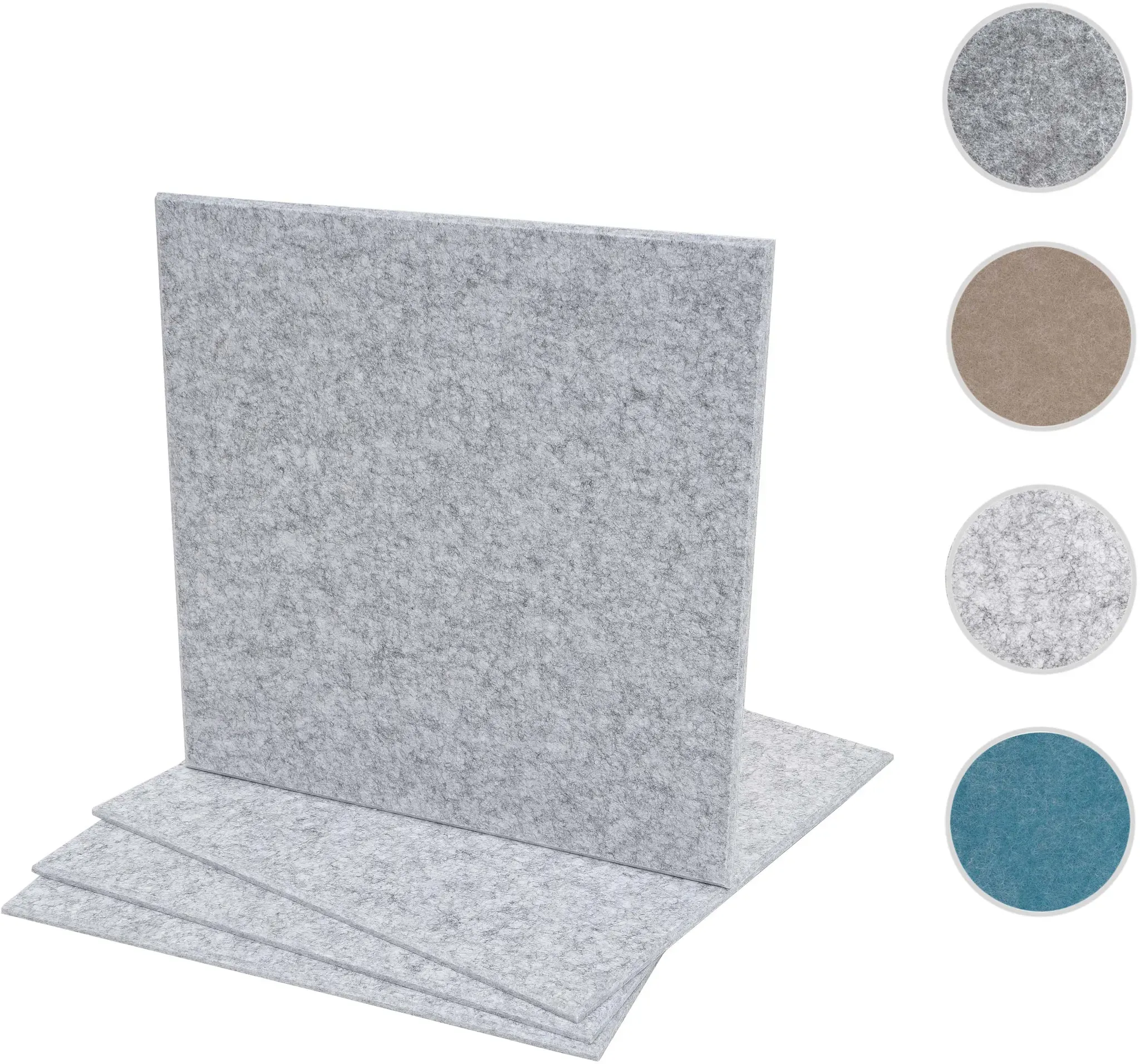4er-Set Akustikwandpaneel HWC-L52, Wandpaneele Akustikplatten, schalldämmend 1qm Fläche 50x50cm ~ hellgrau