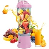 Tragbarer Smoothie Maker Mixer, 600ML Standmixer für Smoothies, Saft und Shakes, Portable Mini Blender mit 6 Edelstahlmesser, USB Persönlicher Obstmischmaschine, BPA-frei (Lila)