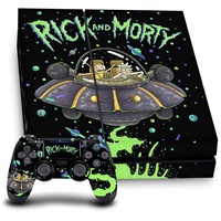 Head Case Designs Offizielle Rick and Morty Der Space Cruiser Grafiken Vinyl Haut Gaming Aufkleber Abziehbild Abdeckung kompatibel mit Sony Playstation 4 PS4 Console and DualShock 4 Controller Bundle