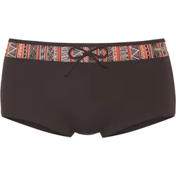 Bikini-Hotpants BUFFALO, Damen, Gr. 34, N-Gr, braun (braun bedruckt), Xtra Life LYCRA, unifarben mit Farbeinsatz, Badehosen, Mit bedrucktem Kontrasteinsatz