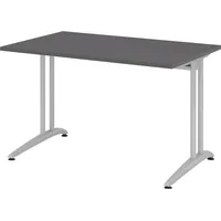 Hammerbacher BS16 Schreibtisch grafit rechteckig, C-Fuß-Gestell silber 160,0 x